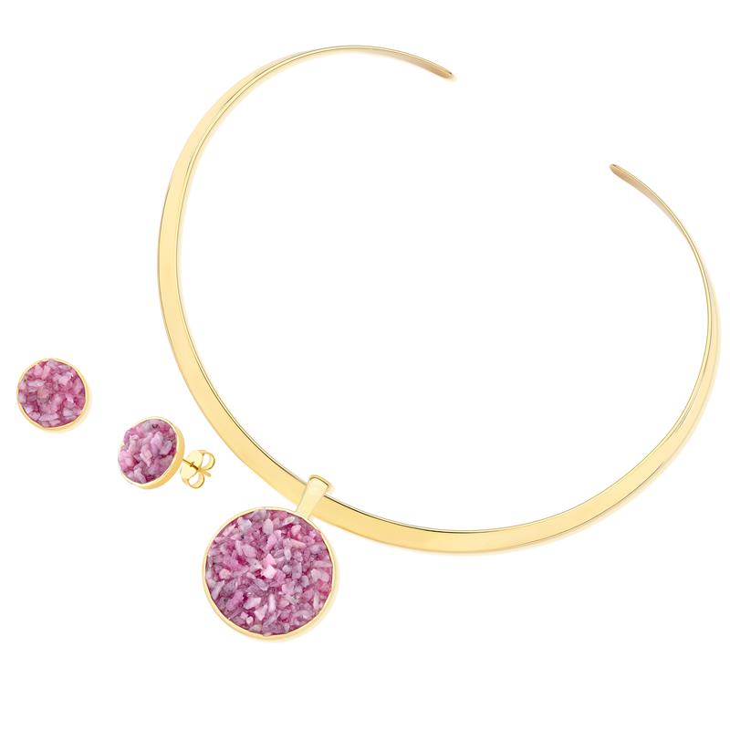 CONJUNTO FOLHEADO A OURO