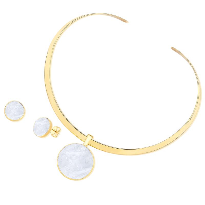 CONJUNTO FOLHEADO A OURO