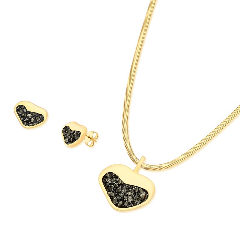 CONJUNTO FOLHEADO A OURO