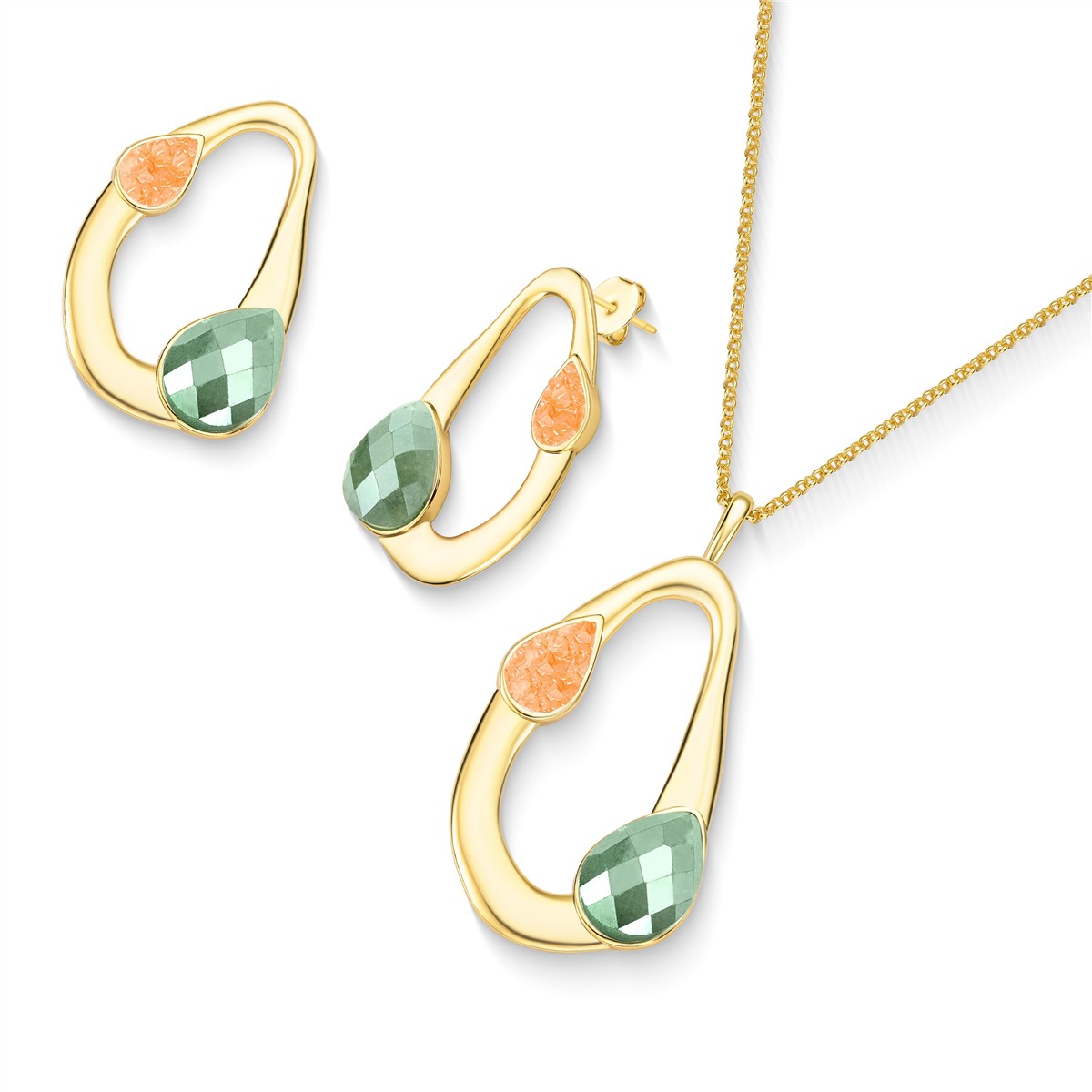 CONJUNTO FOLHEADO A OURO