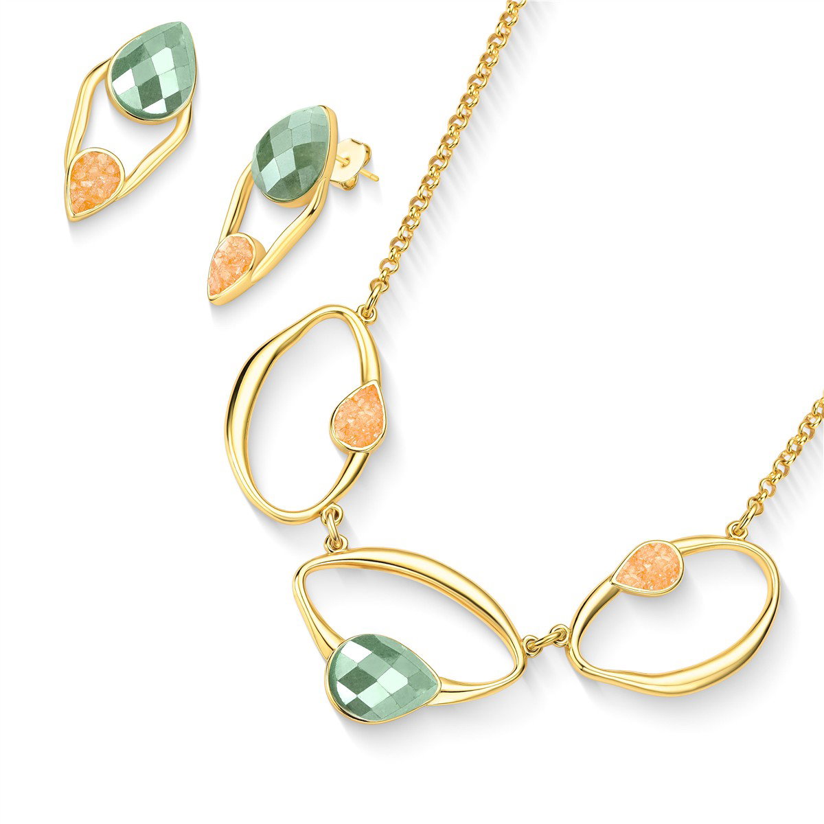 CONJUNTO FOLHEADO A OURO