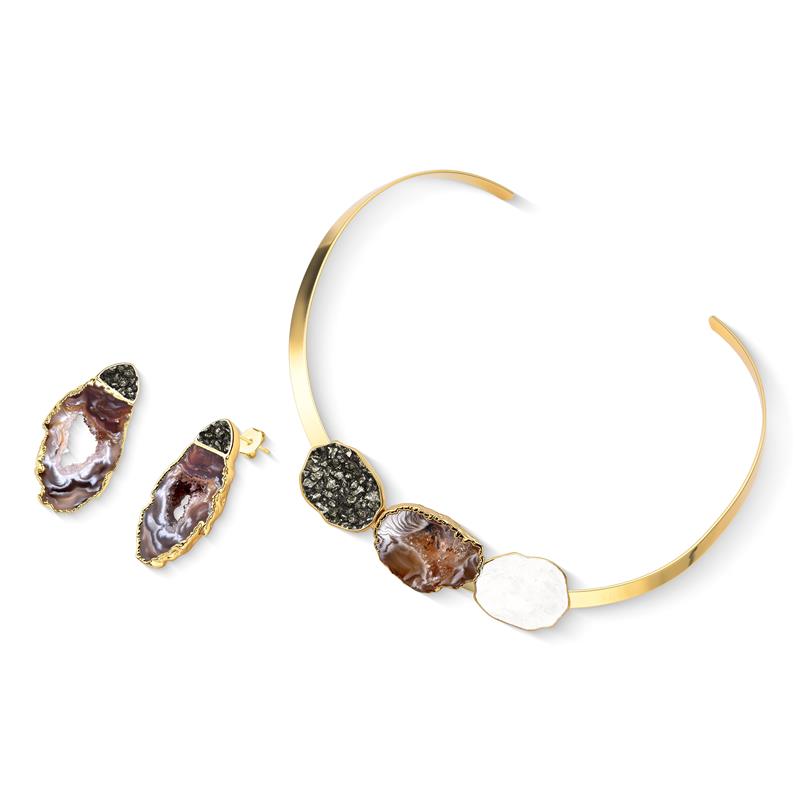 CONJUNTO FOLHEADO A OURO