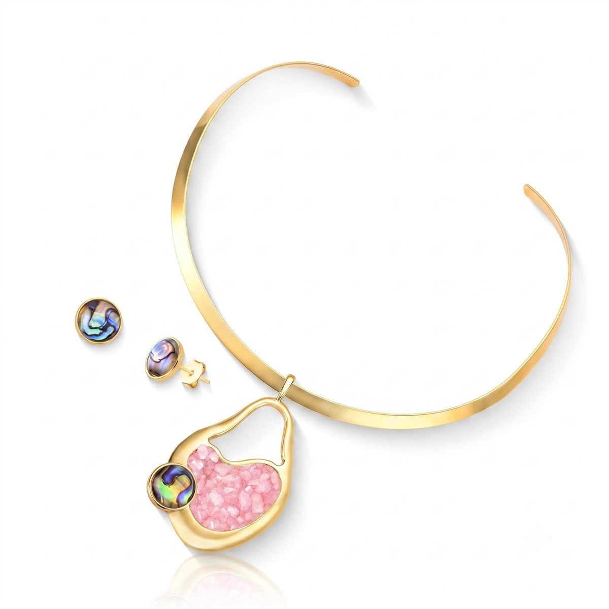 CONJUNTO FOLHEADO A OURO