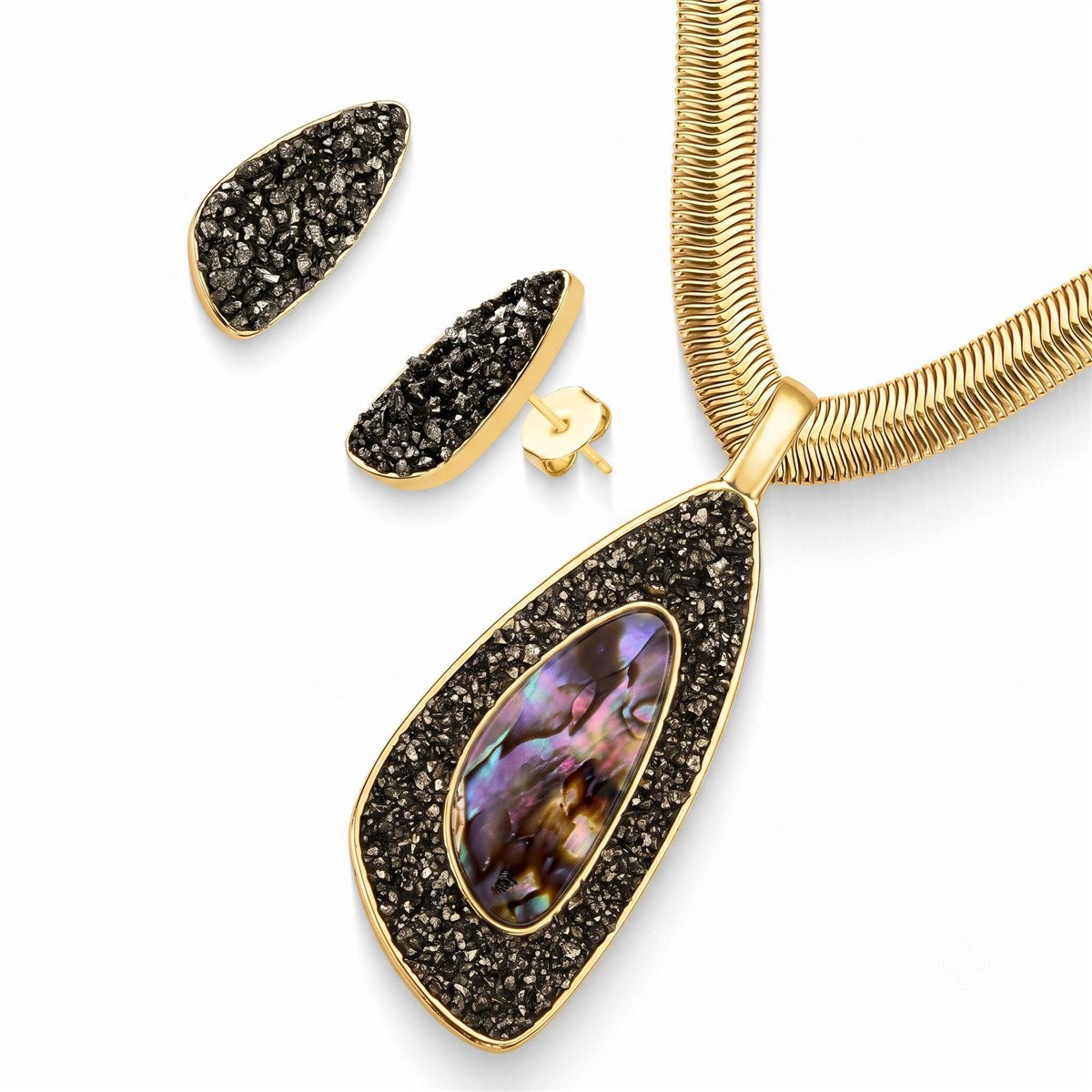 CONJUNTO FOLHEADO A OURO