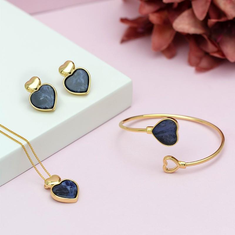 CONJUNTO FOLHEADO A OURO