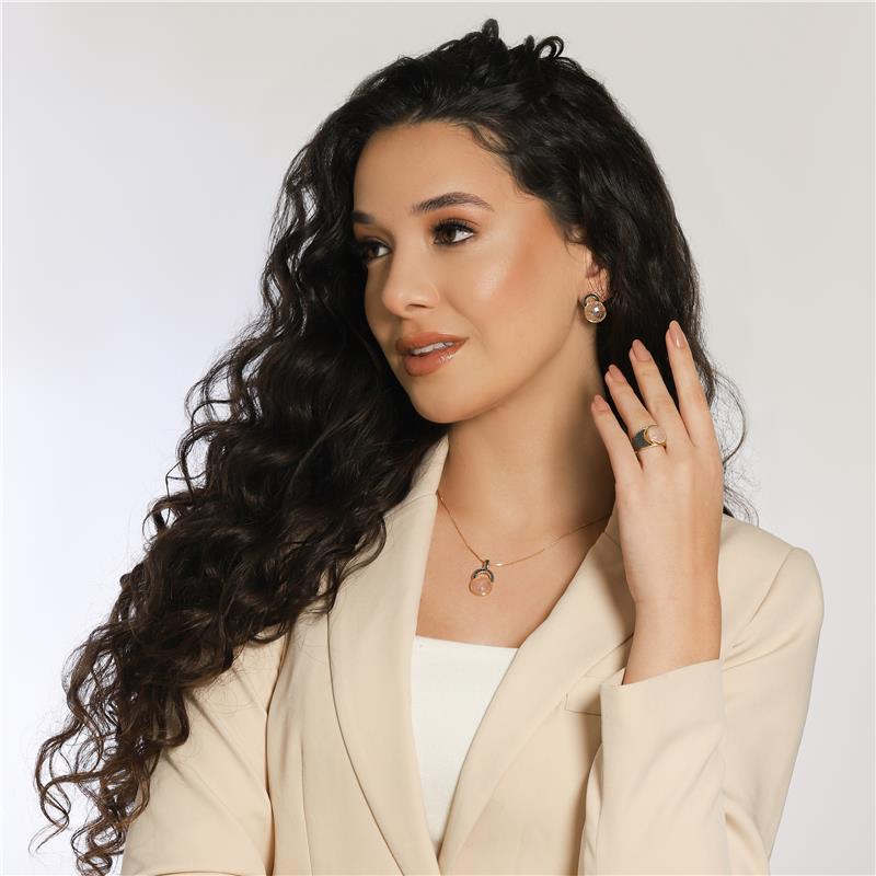 CONJUNTO FOLHEADO A OURO E RÓDIO NEGRO