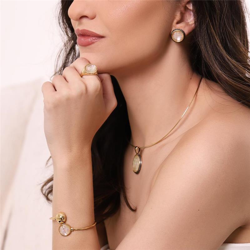 CONJUNTO FOLHEADO A OURO E RÓDIO NEGRO