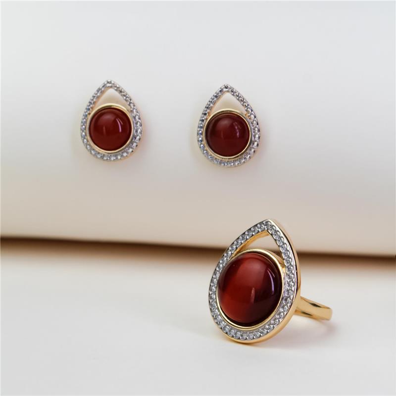 CONJUNTO FOLHEADO A OURO E RÓDIO BRANCO