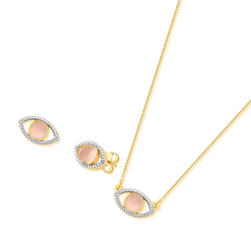 CONJUNTO FOLHEADO A OURO E RÓDIO BRANCO