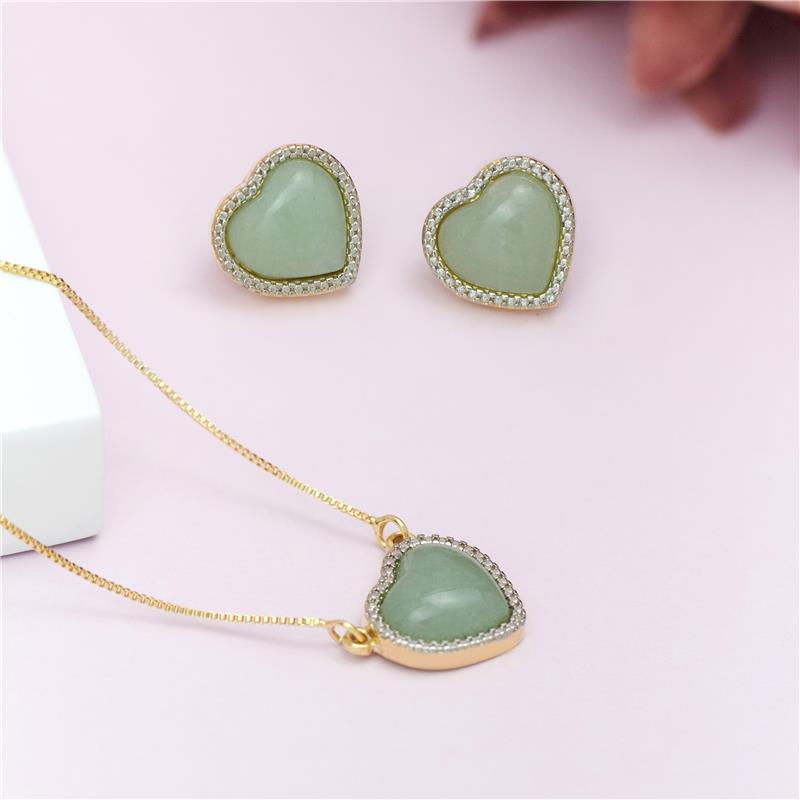 CONJUNTO FOLHEADO A OURO E RÓDIO BRANCO