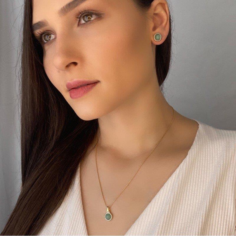 CONJUNTO FOLHEADO A OURO E RÓDIO BRANCO