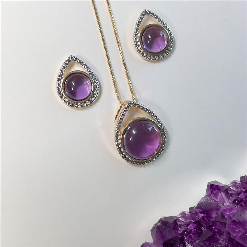 CONJUNTO FOLHEADO A OURO E RÓDIO BRANCO