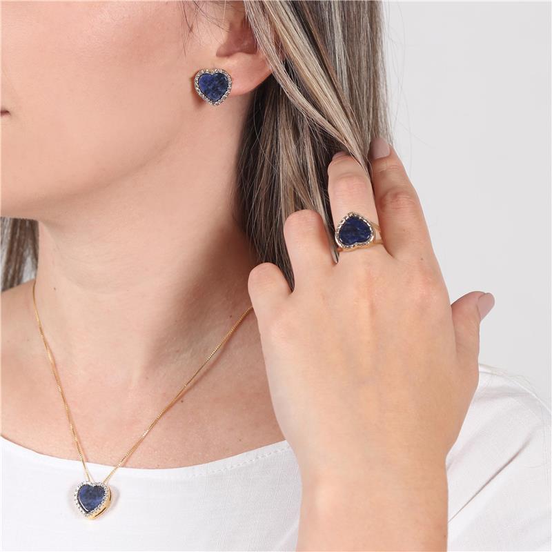 CONJUNTO FOLHEADO A OURO E RÓDIO BRANCO