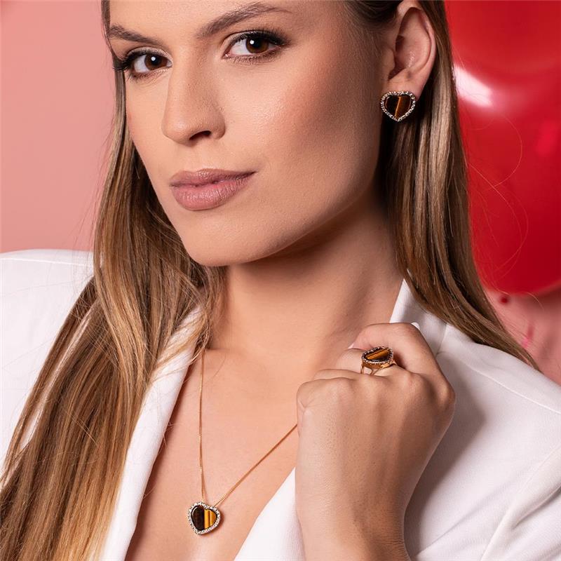 CONJUNTO FOLHEADO A OURO E RÓDIO BRANCO