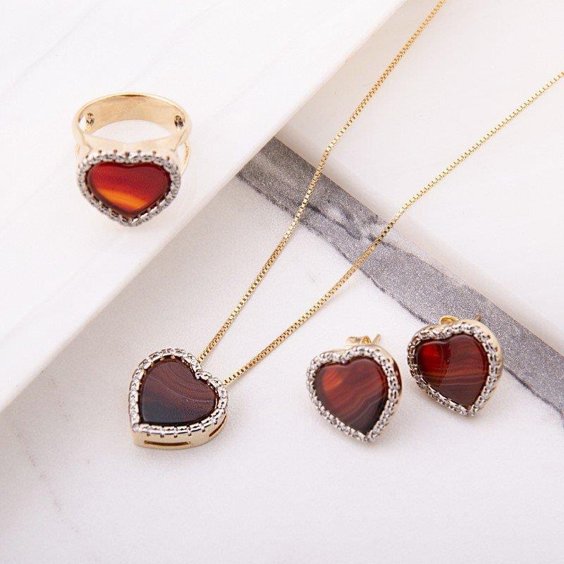 CONJUNTO FOLHEADO A OURO E RÓDIO BRANCO