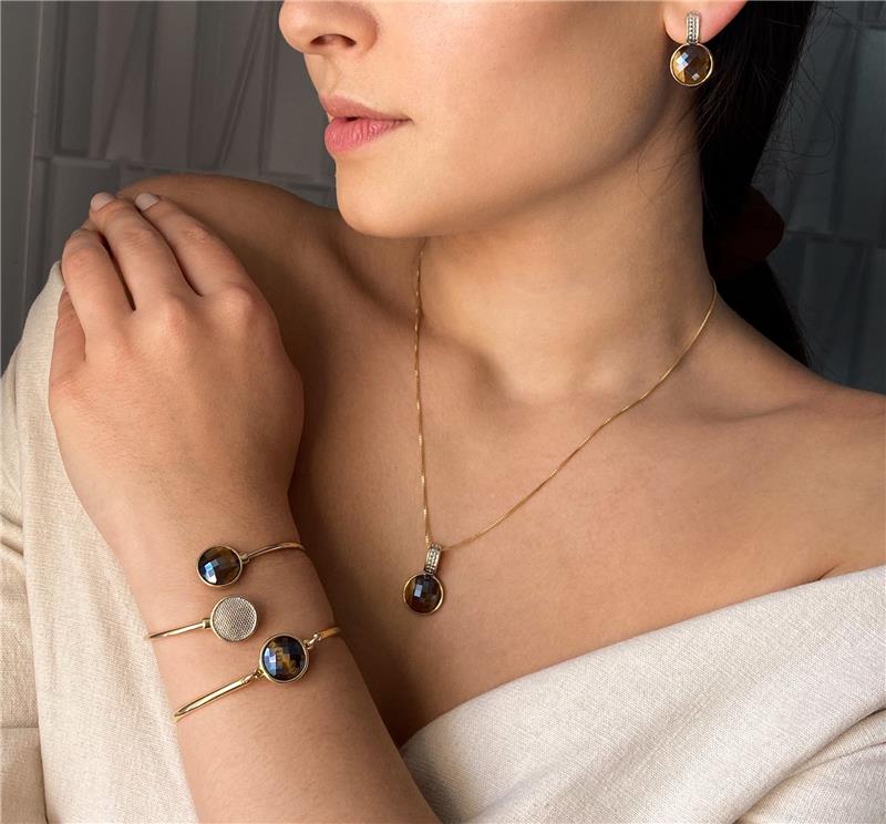 CONJUNTO FOLHEADO A OURO E RÓDIO BRANCO