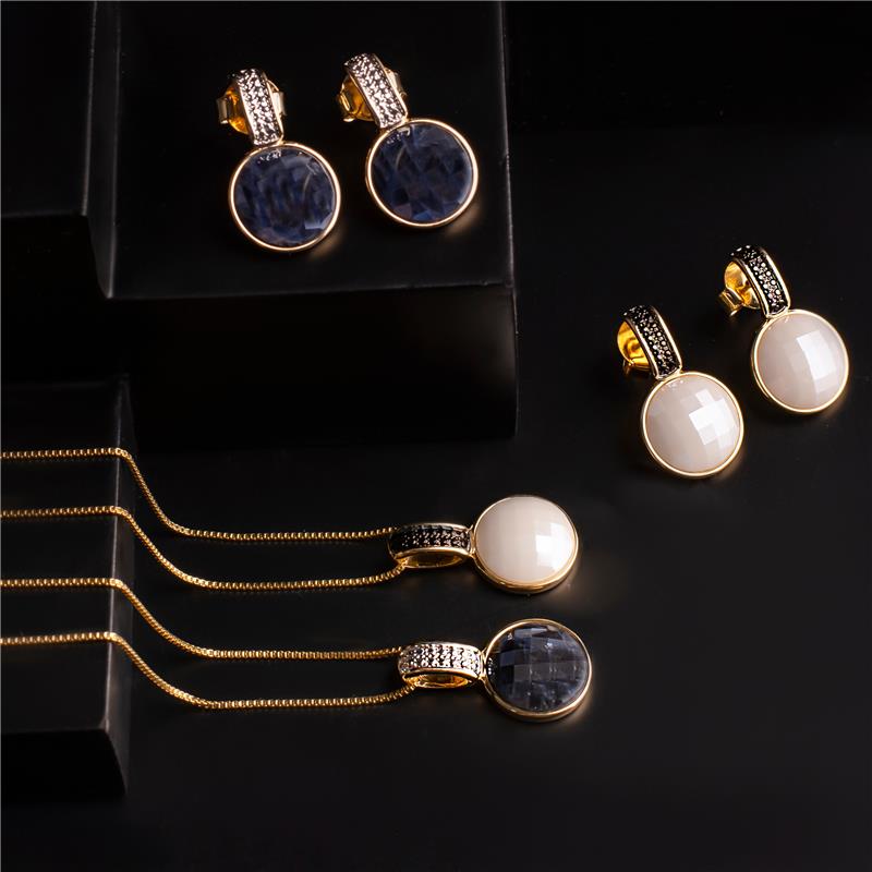 CONJUNTO FOLHEADO A OURO E RÓDIO BRANCO