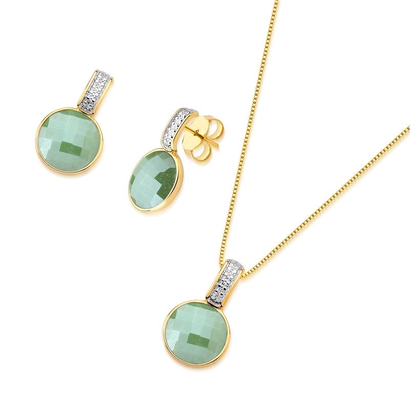 CONJUNTO FOLHEADO A OURO E RÓDIO BRANCO