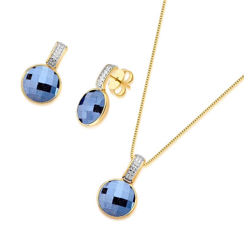 CONJUNTO FOLHEADO A OURO E RÓDIO BRANCO