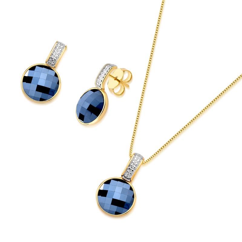 CONJUNTO FOLHEADO A OURO E RÓDIO BRANCO