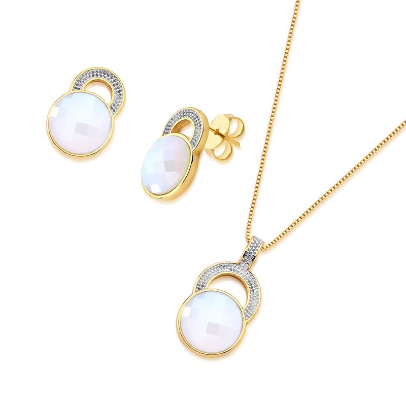 CONJUNTO FOLHEADO A OURO E RÓDIO BRANCO