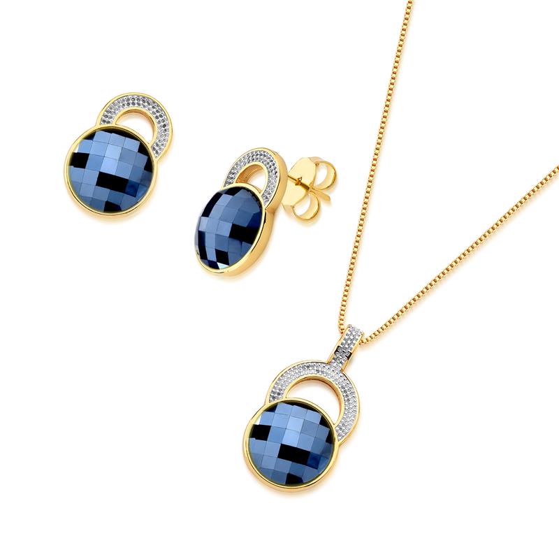 CONJUNTO FOLHEADO A OURO E RÓDIO BRANCO