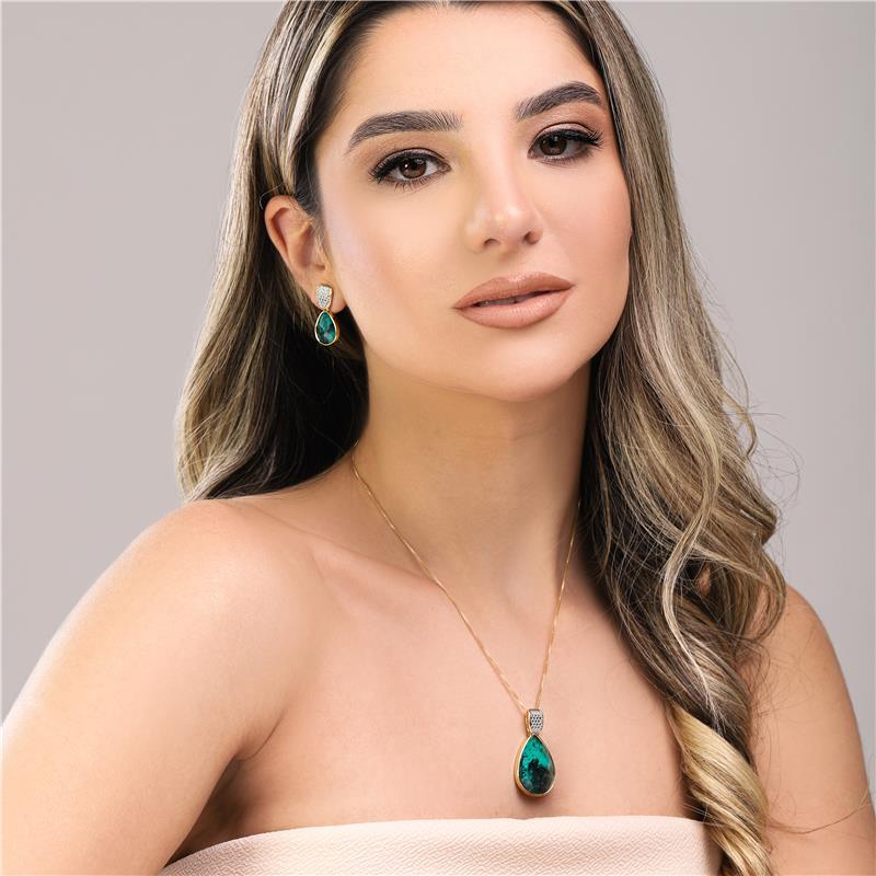 CONJUNTO FOLHEADO A OURO E RÓDIO BRANCO