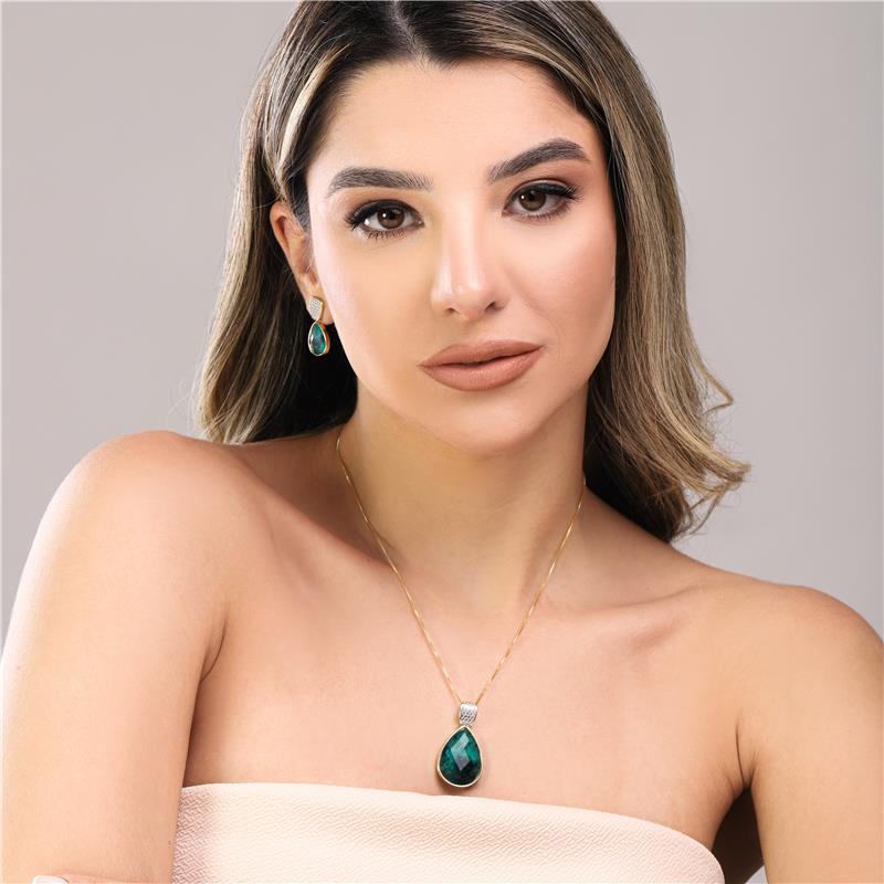 CONJUNTO FOLHEADO A OURO E RÓDIO BRANCO