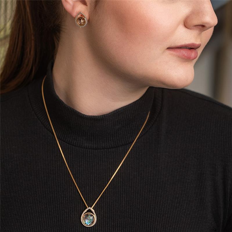 CONJUNTO FOLHEADO A OURO E RÓDIO BRANCO