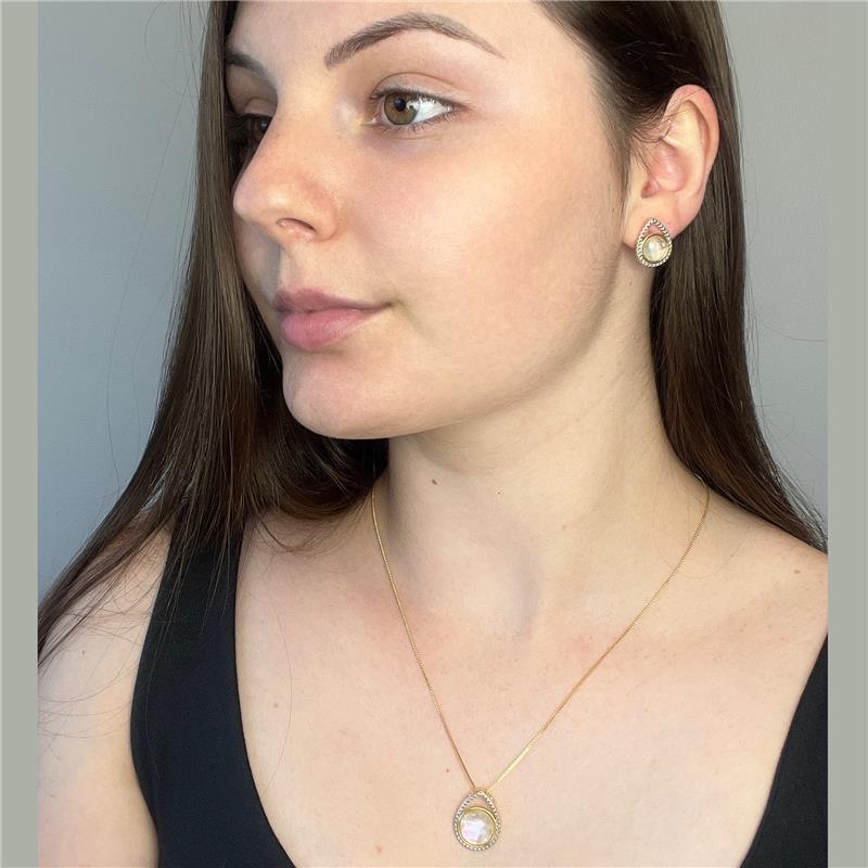 CONJUNTO FOLHEADO A OURO E RÓDIO BRANCO