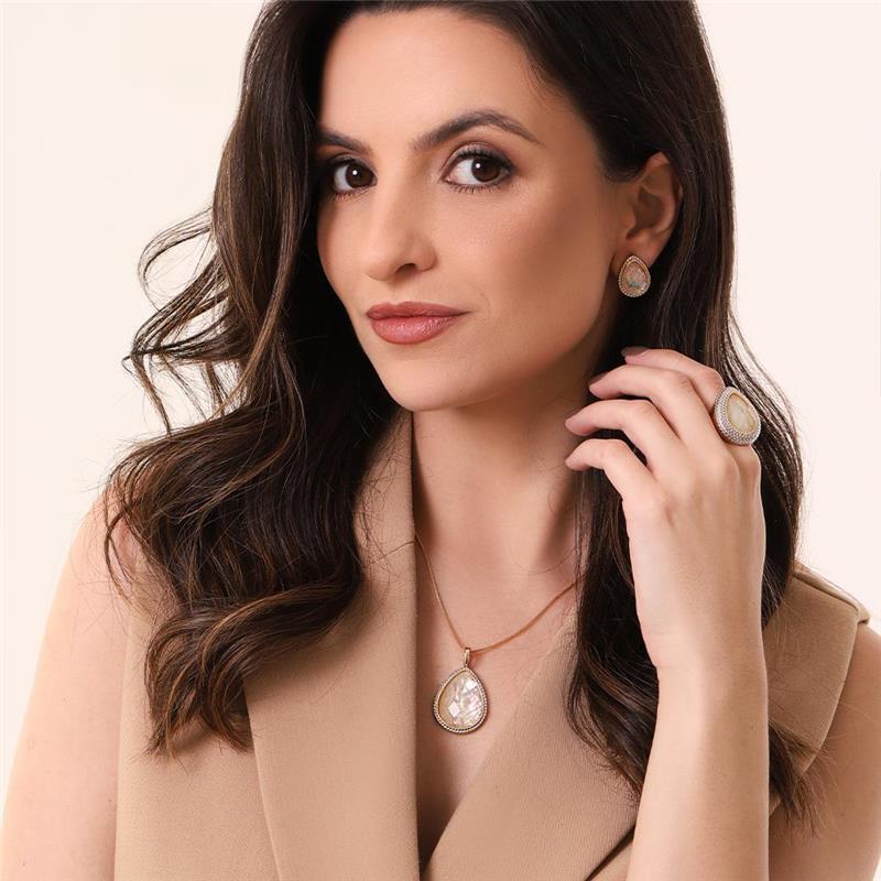 CONJUNTO FOLHEADO A OURO E RÓDIO BRANCO