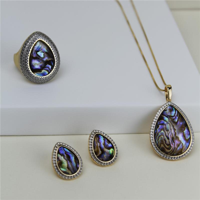 CONJUNTO FOLHEADO A OURO E RÓDIO BRANCO