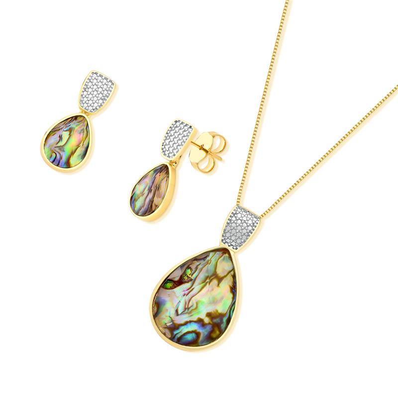 CONJUNTO FOLHEADO A OURO E RÓDIO BRANCO