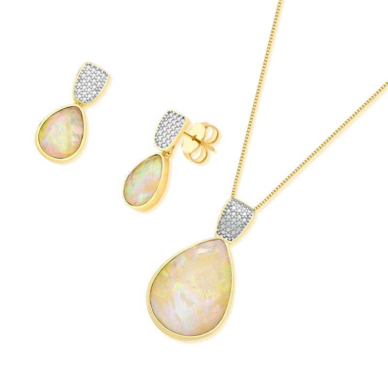 CONJUNTO FOLHEADO A OURO E RÓDIO BRANCO