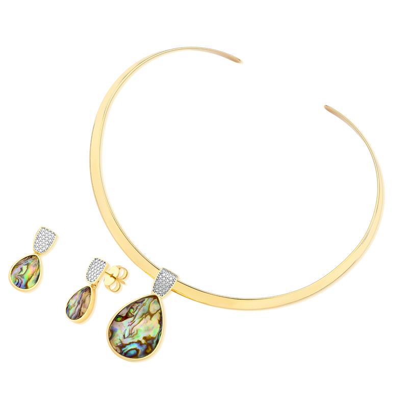 CONJUNTO FOLHEADO A OURO E RÓDIO BRANCO