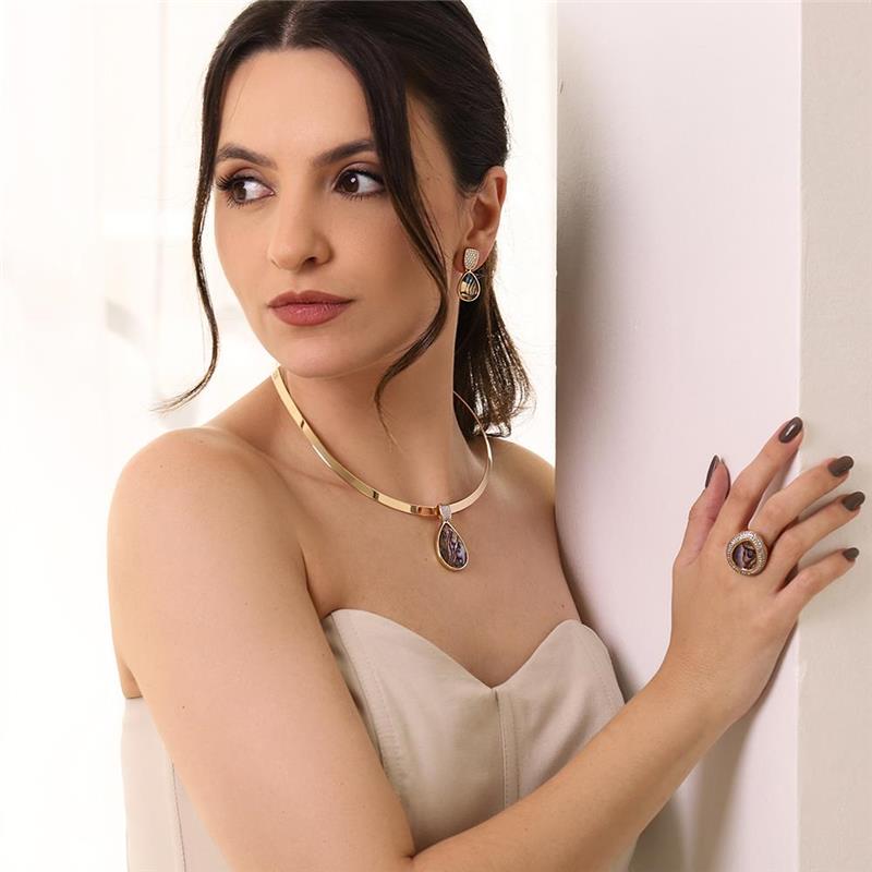 CONJUNTO FOLHEADO A OURO E RÓDIO BRANCO