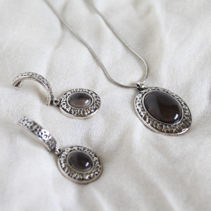 CONJUNTO FOLHEADO A PRATA ENVELHECIDA