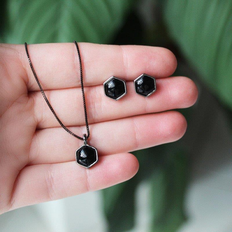 CONJUNTO FOLHEADO A RÓDIO NEGRO