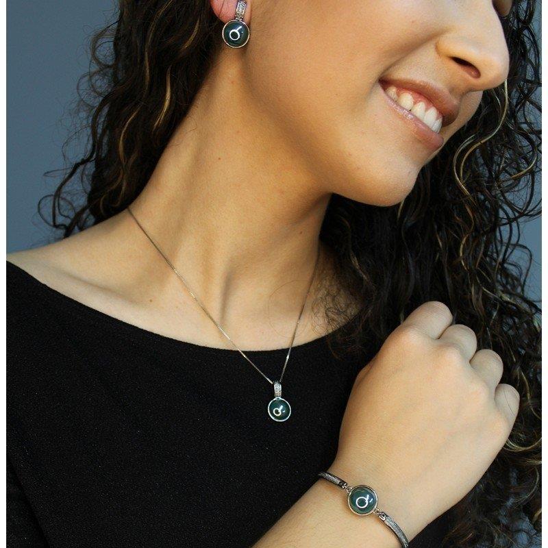 CONJUNTO FOLHEADO A RÓDIO NEGRO COM EFEITO PEROLADO