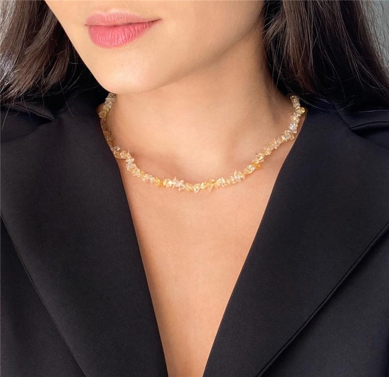 COLAR COM PEDRAS NATURAIS DE CASCALHO - CITRINO