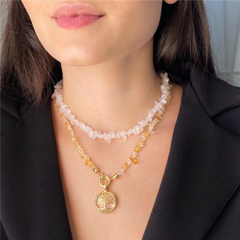 COLAR COM PEDRAS NATURAIS DE CASCALHO - CITRINO