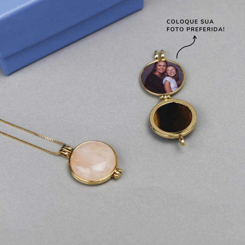 PINGENTE RELICÁRIO PARA FOTO FOLHEADO A OURO