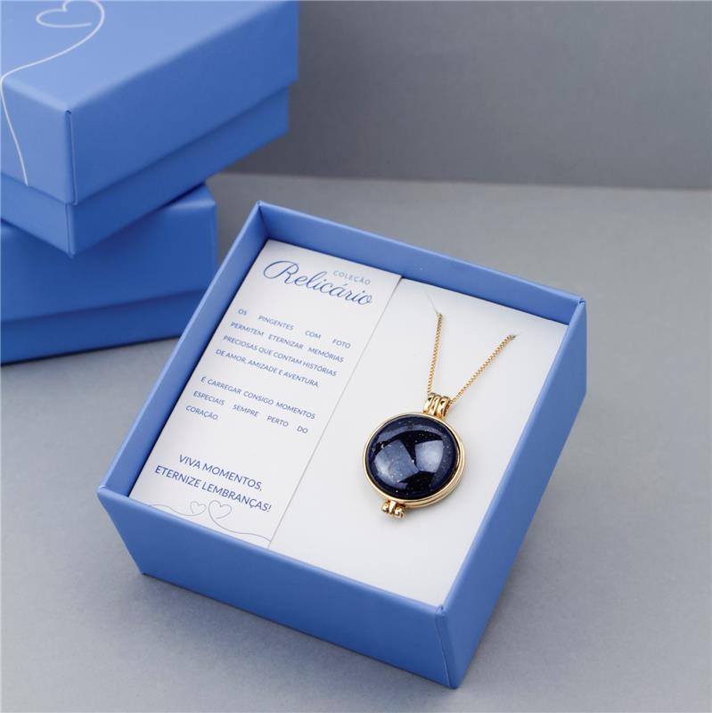 PINGENTE RELICÁRIO PARA FOTO FOLHEADO A OURO COM EFEITO PEROLADO