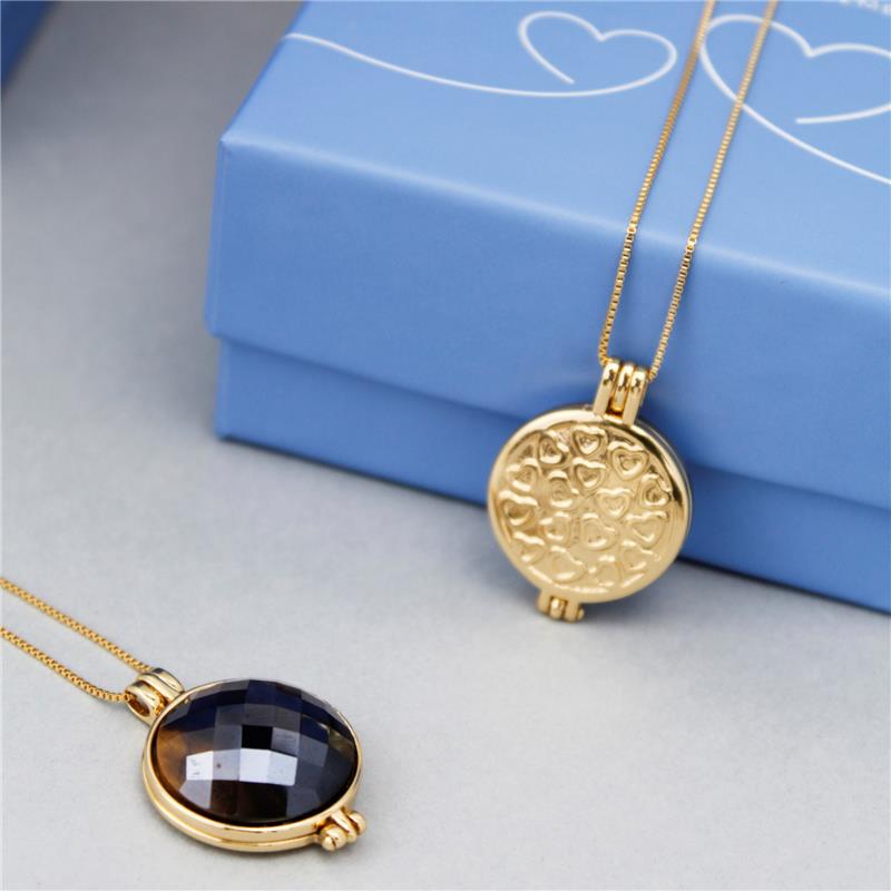 PINGENTE RELICÁRIO PARA FOTO FOLHEADO A OURO FACETADO PEROLADO