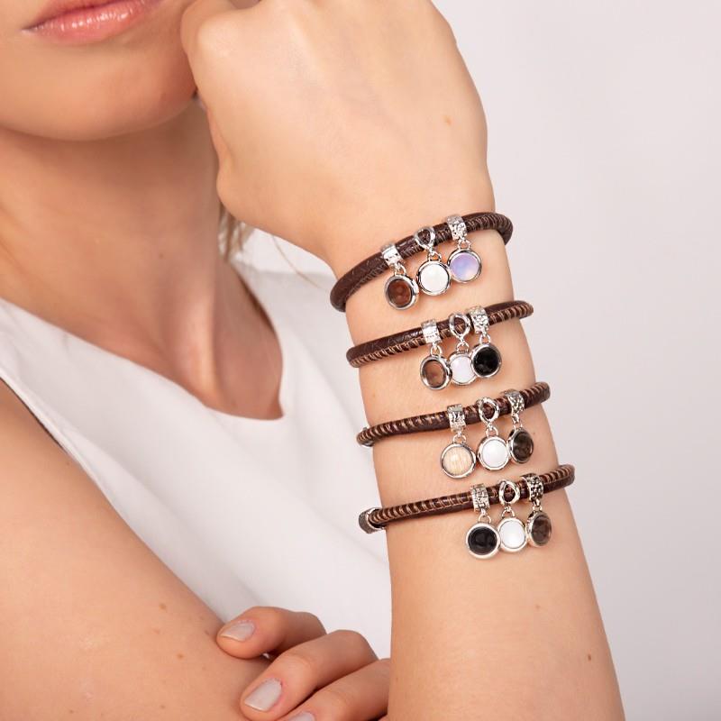 PULSEIRA DE COURO LILÁS FOLHEADO A OURO