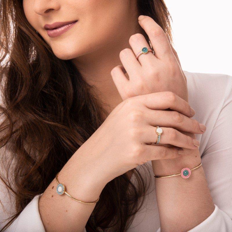 PULSEIRA FOLHEADO A OURO COM ESMALTE VERMELHO