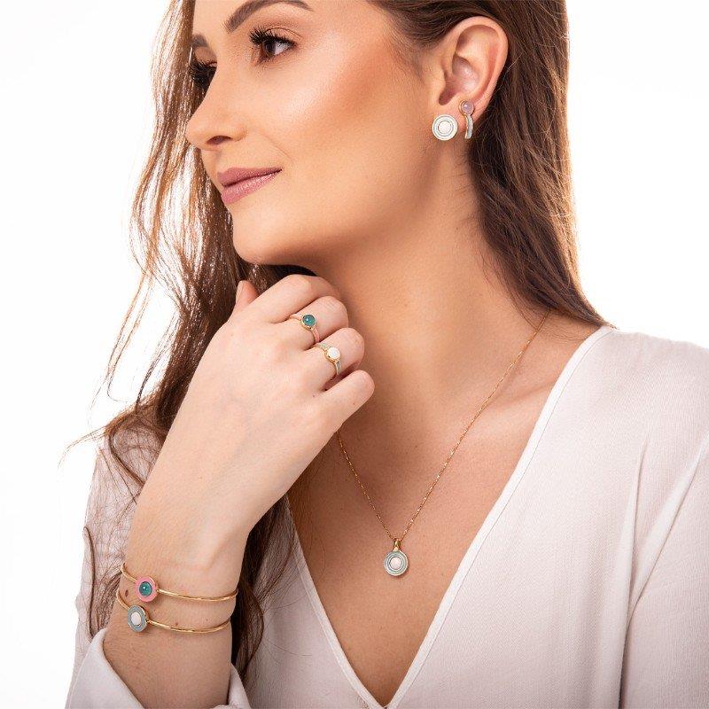 PULSEIRA FOLHEADO A OURO COM ESMALTE VERMELHO