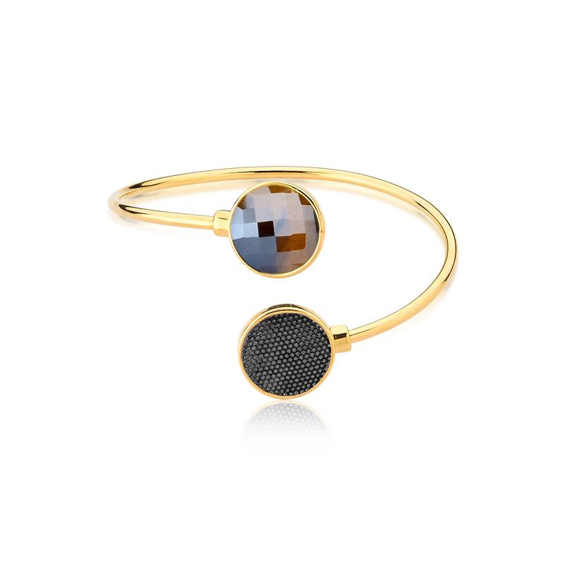 PULSEIRA FOLHEADO A OURO E RÓDIO NEGRO