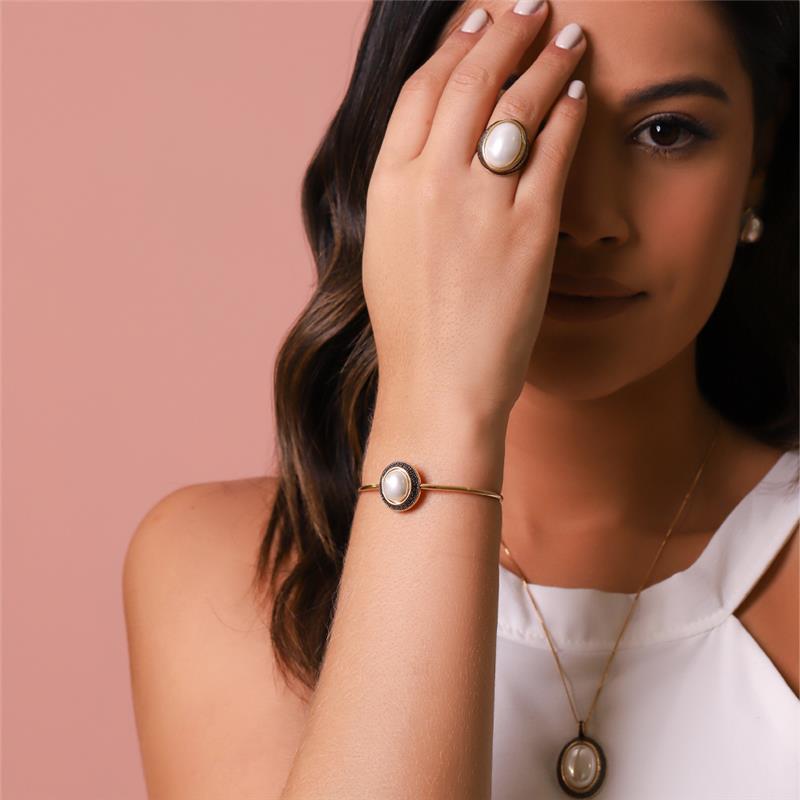 PULSEIRA FOLHEADO A OURO E RÓDIO NEGRO