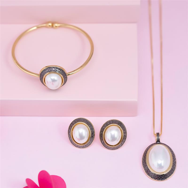 PULSEIRA FOLHEADO A OURO E RÓDIO NEGRO